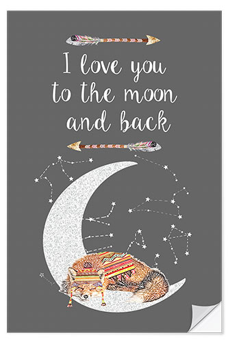 Muursticker I love you to the moon and back