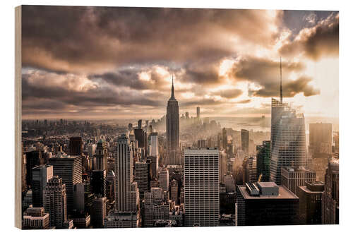 Quadro de madeira Sunset New York