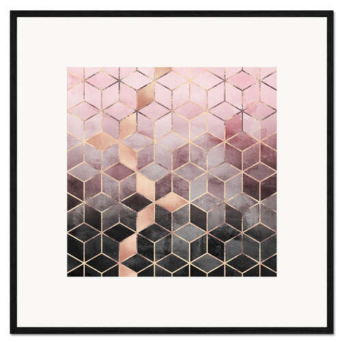 Impresión de arte enmarcada Dado rosa y gris - geométrico