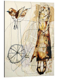 Magnettafel Mädchen,Vogel und Rad