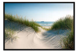 Gerahmter Kunstdruck Nordsee Meerblick mit Schiff