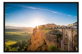 Gerahmter Kunstdruck Ronda bei Sonnenuntergang