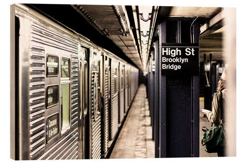 Wood print New York City Subway, High Street, Brooklyn