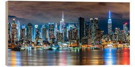 Holzbild  New-York-Skyline bei Nacht - Sascha Kilmer