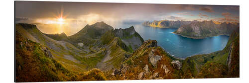 Tableau en aluminium Panoramic View from Husfjellet Mountain on Senja Island during Sunset, Noway