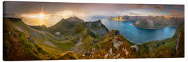 Tableau sur toile  Panoramic View from Husfjellet Mountain on Senja Island during Sunset, Noway - Markus Ulrich