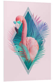 Foam board print Tropical leaves with flamingo