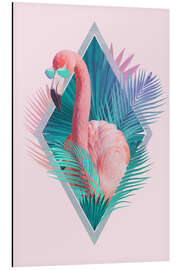 Magnettafel Tropische Blätter mit Flamingo