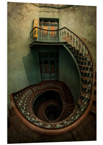 Foam board print Spiral staircase in an old building