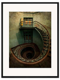 Gerahmter Kunstdruck Wendeltreppe in einem alten Gebäude