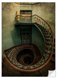 Muursticker Spiral staircase in an old building