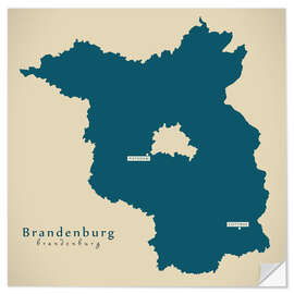 Selvklebende plakat Brandenburg DE Germany Map Artwork