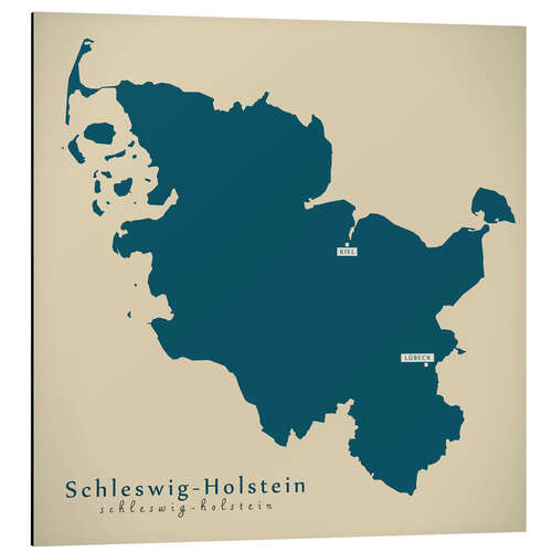 Alubild Schleswig Holstein DE Deutschland Landkarte Artwork