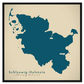 Gerahmter Kunstdruck Schleswig Holstein DE Deutschland Landkarte Artwork