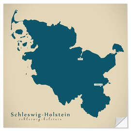 Sticker mural Carte du Schleswig-Holstein (allemand/anglais)