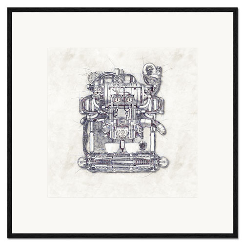 Gerahmter Kunstdruck Kaffeemaschine