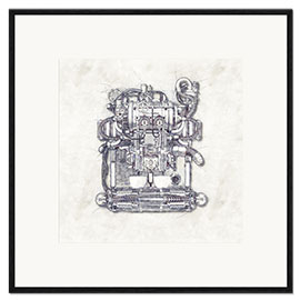 Gerahmter Kunstdruck Kaffeemaschine