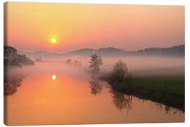 Leinwandbild Sonnenaufgang mit Nebel