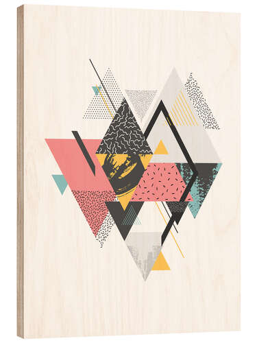 Wood print Colorful Triangles