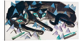 Aluminiumsbilde Two horizontal black cats