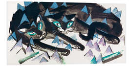 Quadro em PVC Two horizontal black cats