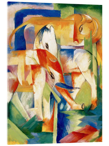 Acrylglasbild Elefant, Pferd, Rind