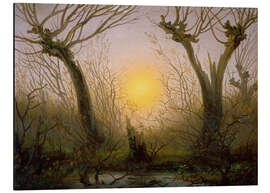 Magnettafel Weidengebüsch bei tiefstehender Sonne