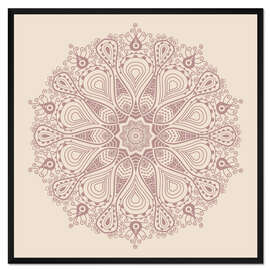 Gerahmter Kunstdruck Mandala auf beige