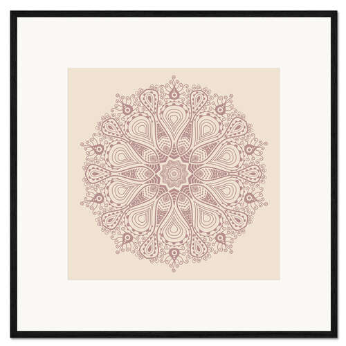 Impression artistique encadrée Mandala sur fond beige