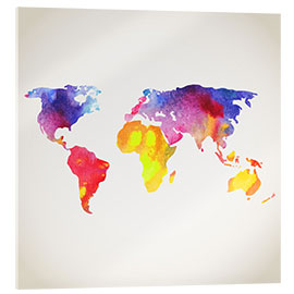 Acrylglas print World map in watercolor