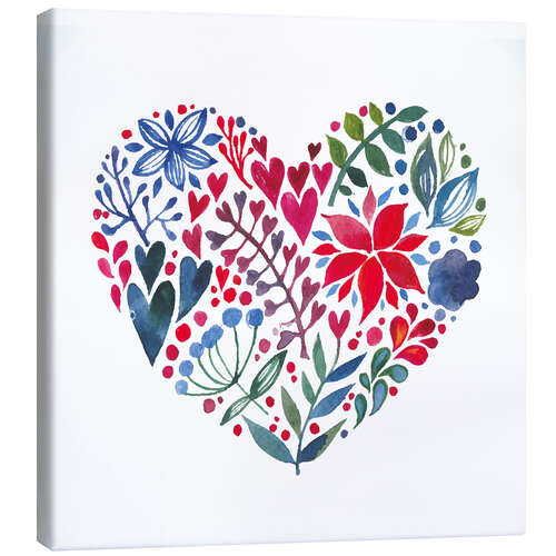 Canvas print flowery heart