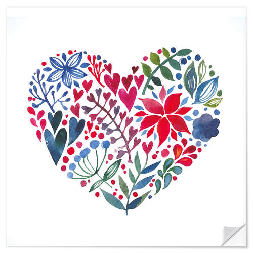 Wall sticker flowery heart