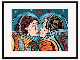 Gerahmter Kunstdruck Pop Art Astronauten Kuss