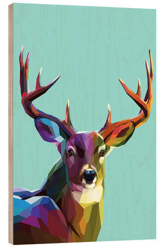 Wood print polygon Hirsch