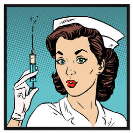 Gerahmter Kunstdruck Krankenschwester mit Spritze