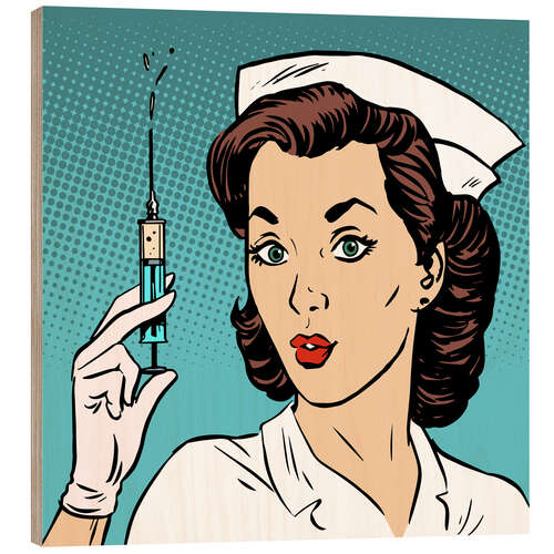 Wood print Nurse with syringe