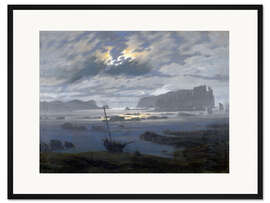 Gerahmter Kunstdruck Nordische See im Mondlicht