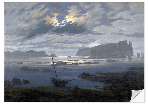 Naklejka na ścianę Nordic sea in the moonlight