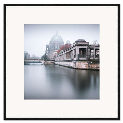 Ingelijste kunstdruk Berlin Cathedral in winter fog