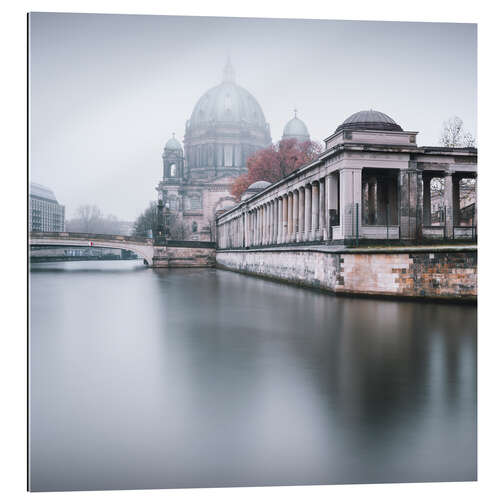 Quadro em plexi-alumínio Berlin Cathedral in winter fog