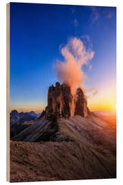 Wood print dolomites mountains