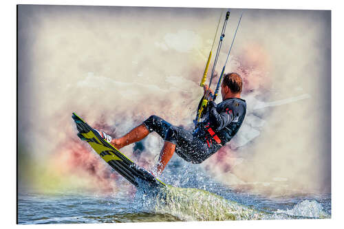 Alubild Kitesurfer auf den Wellen