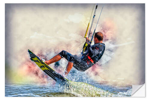 Självhäftande poster Kitesurfer on waves