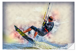 Vinilo para la pared Kitesurfer on waves