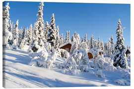 Canvas print snowy mountain hut