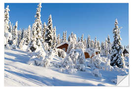 Sticker mural snowy mountain hut