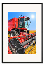 Gerahmter Kunstdruck Roter Mähdrescher