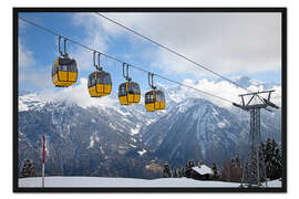 Gerahmter Kunstdruck Seilbahnfahren in den Alpen