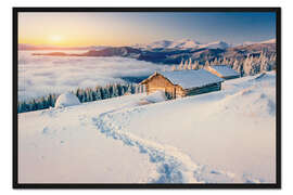 Gerahmter Kunstdruck Rückzugsort in den Bergen