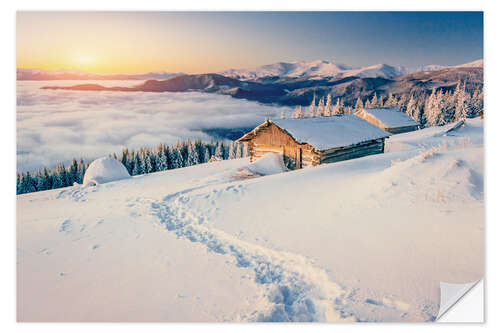 Selvklebende plakat Hideaway in the mountains